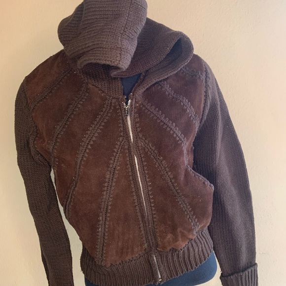 70s Hoodie Swede Sweater Size Medium Awesome Look in near perfect shape Brown - Picture 4 of 11